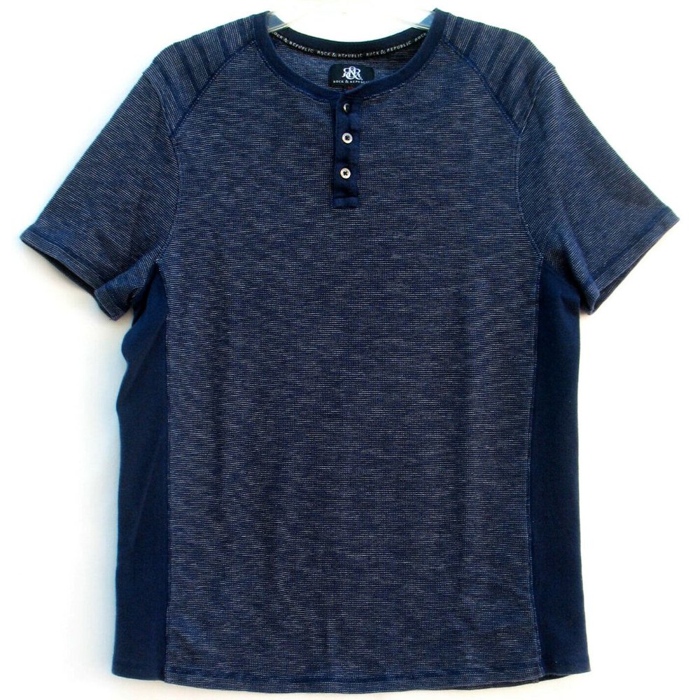 Rock & Republic Henley Shirt Short Sleeve Sz XL